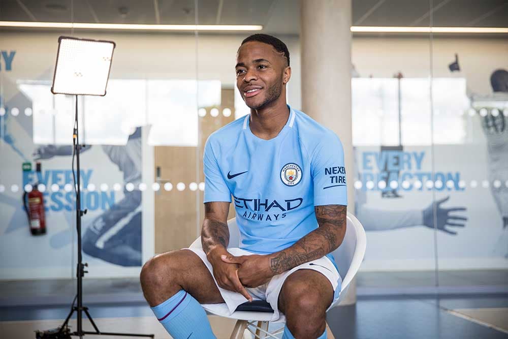 De Bruyne, Sterling and Stones show off the 2017-18 Nike Manchester City  jersey